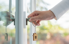Key for unlocking house is plugged into the door.