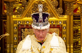 King Charles III reads the King's Speech, written by the government, at the State Opening of Parliament 2024