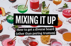 Mixing it up text with drinks in background