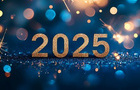The year 2025 with sparking lights