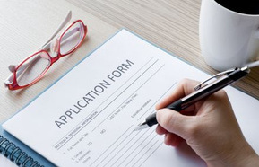 Application form being filled in.