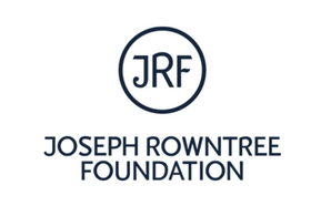 Joseph Rowntree Foundation written in black, with 'JRF' in circle above.