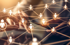 Digital network, interconnected people on social media icons