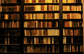 Antique books in an old library