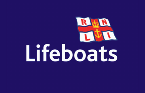 RNLI logo on blue background