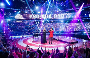 Presenters Davina McCall and Katherine Ryan during the Red Nose Day night on BBC