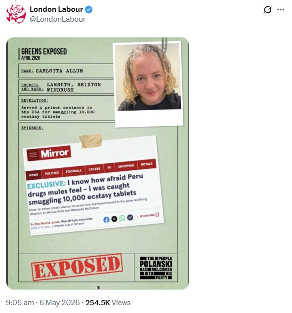 Screenshot of the Labour X post