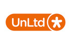 Logo of UnLtd - white writing on orange background