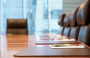 Closeup of an empty conference room before meeting