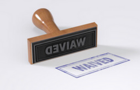 Stamp with 'waiver' written on it.
