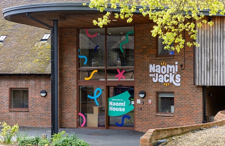 Naomi and Jack's logo on front of hospice