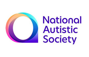 Logo - National Autistic Society in purple with colourful shape  